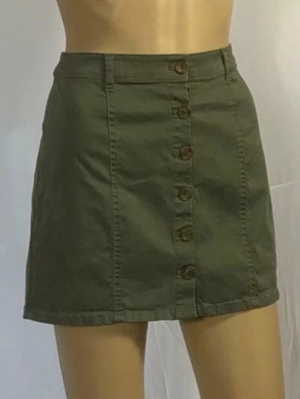 * Forever 21 Button Up Skirt Cotton/Spandex Khaki RN# 94981 Size S